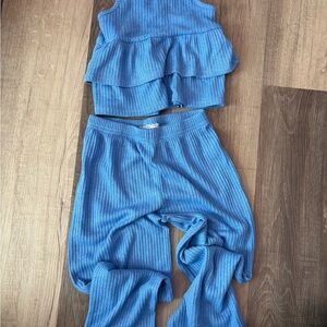 Blue Kids Ribbed Bottoms Set